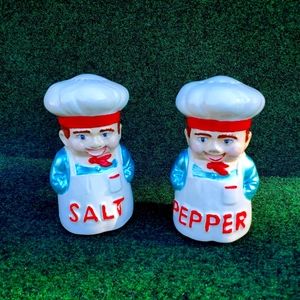 Vintage Chef Cook Salt & Pepper Shakers Ceramic WK Handpainted Multicolor
